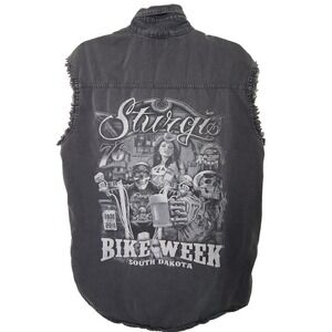 Bike Week South Dakota Sturgis 2016 Black Hills Rally Distressed Button Down Med